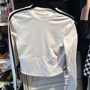 White Long Sleeve Top with Black Stripes- FREE PEOPLE